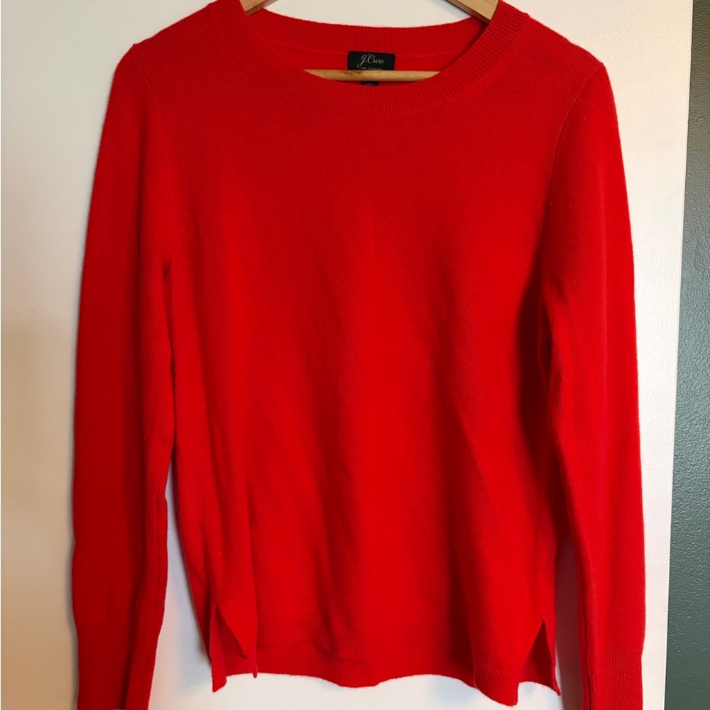 J. Crew 100% Cashmere Women's Red Crewneck Sweater